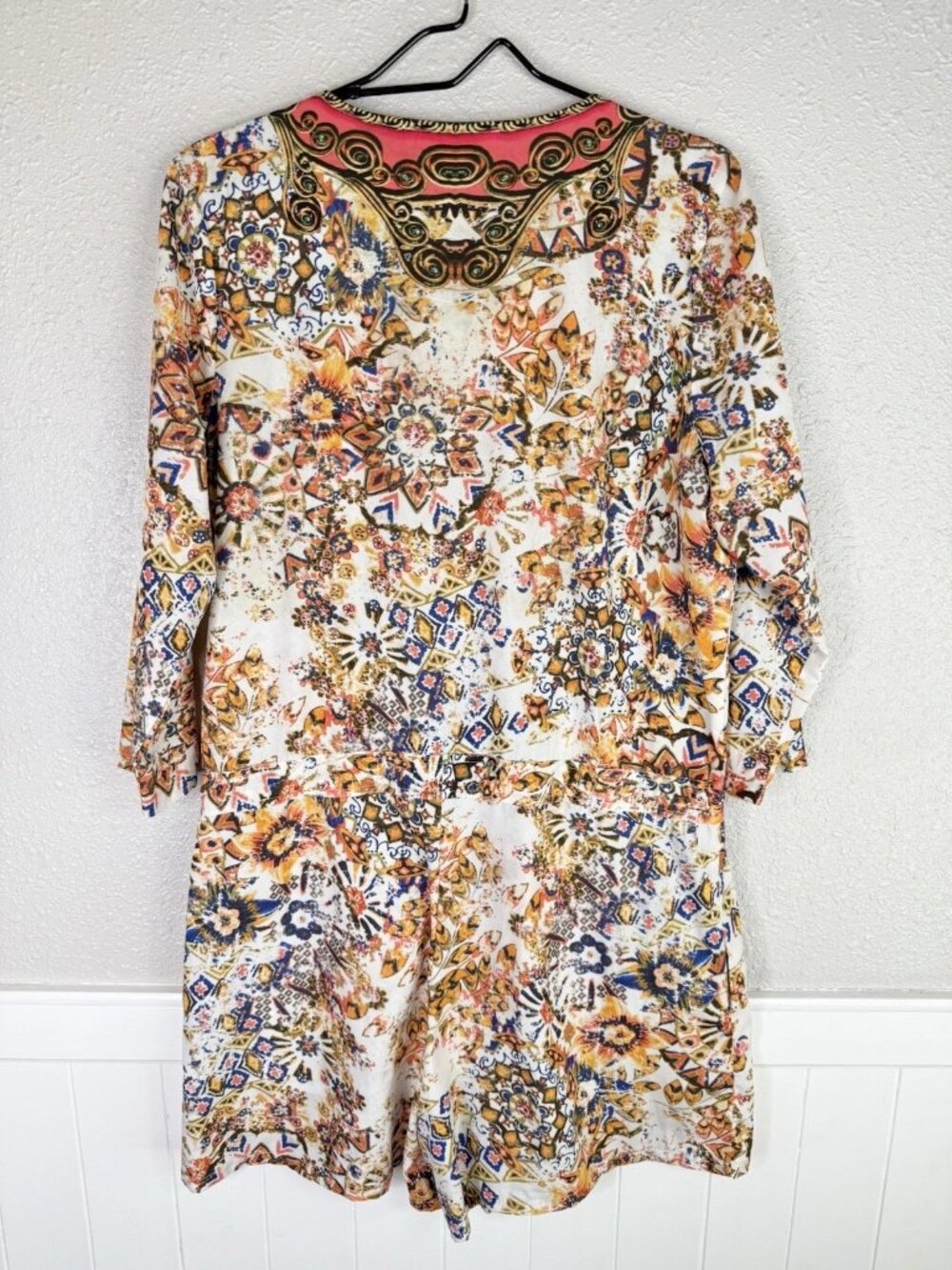 Boston Proper Romper Size 12 Tassle Abstract Bohemian Vacation Artsy Lightweight - Picture 7 of 14
